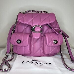 Tabby Backpack With Pillow Quilting in Fuschia